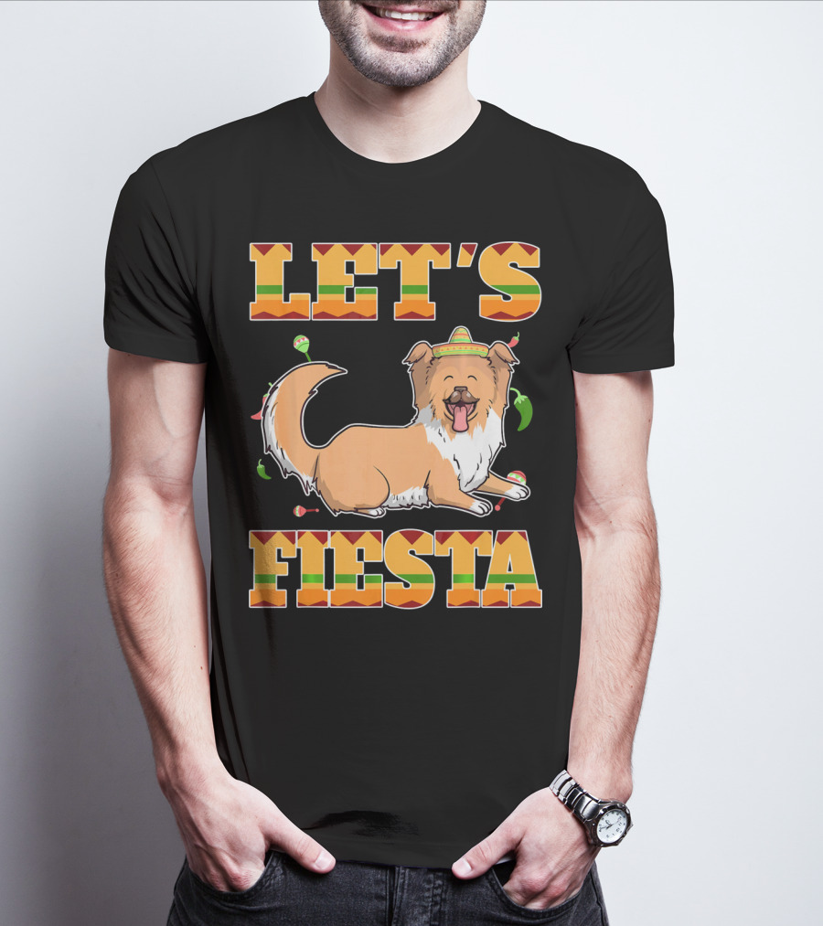 Let's Fiesta Rough Collie Dog Cinco De Mayo T-Shirt