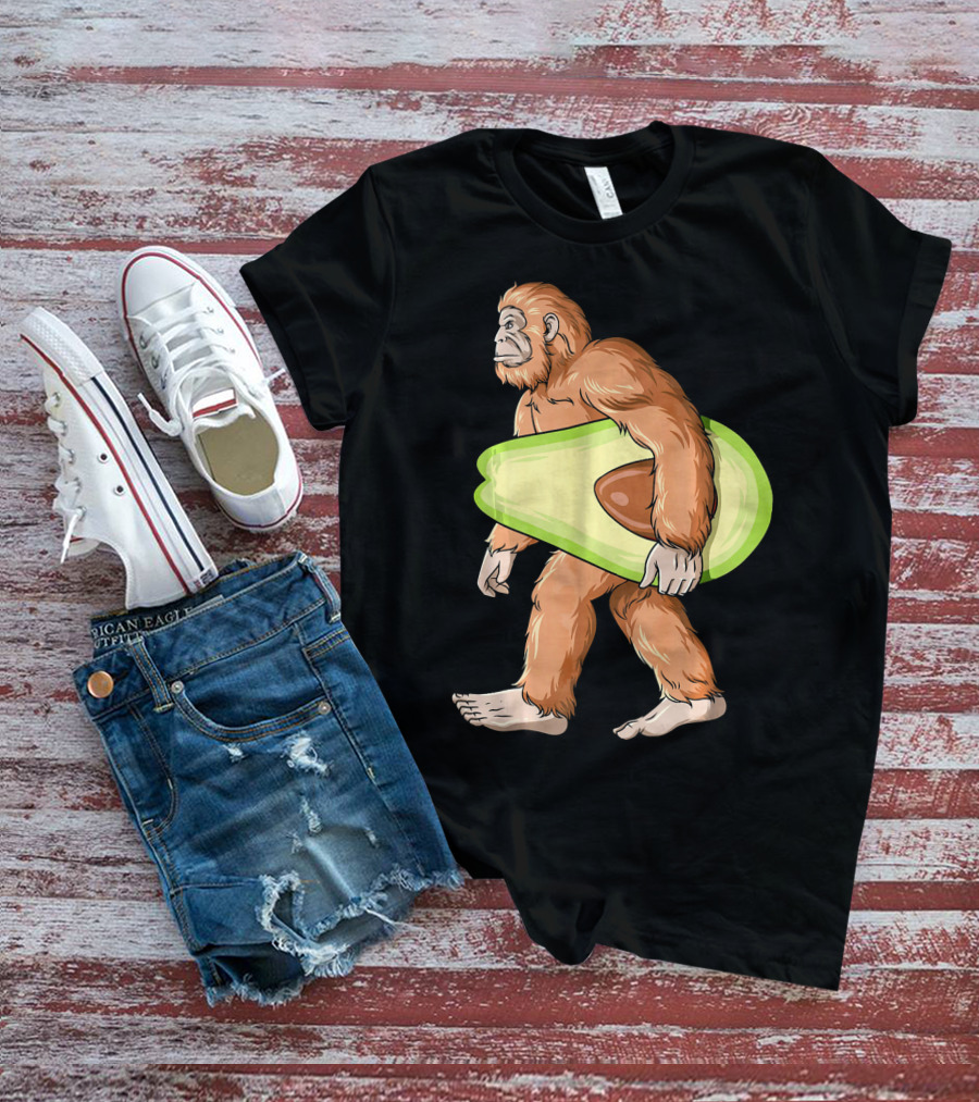 Bigfoot Carrying Avocado Sasquatch Cinco De Mayo Humor T-Shirt