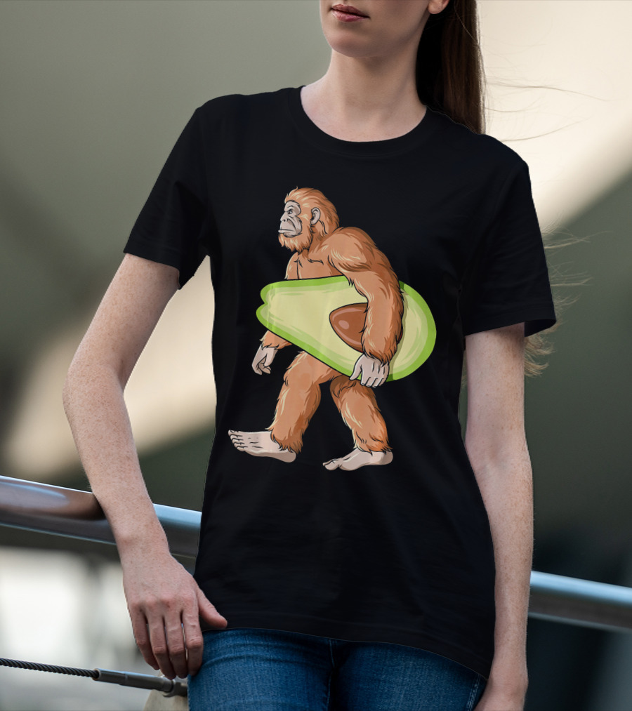 Bigfoot Carrying Avocado Sasquatch Cinco De Mayo Humor T-Shirt