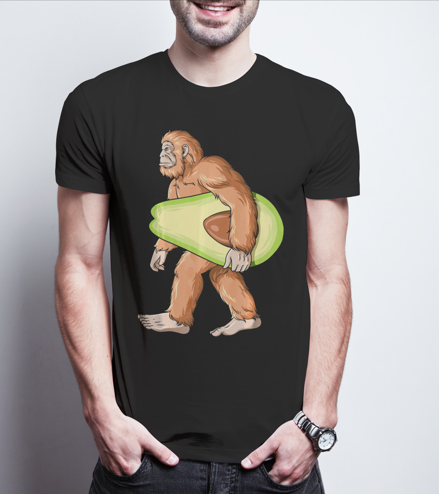Bigfoot Carrying Avocado Sasquatch Cinco De Mayo Humor T-Shirt