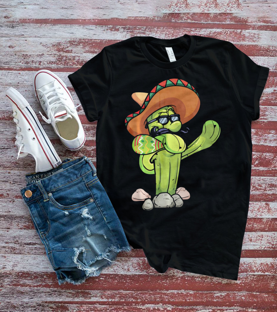 Sombrero Cactus Dabbing Dance Cinco De Mayo T-Shirt