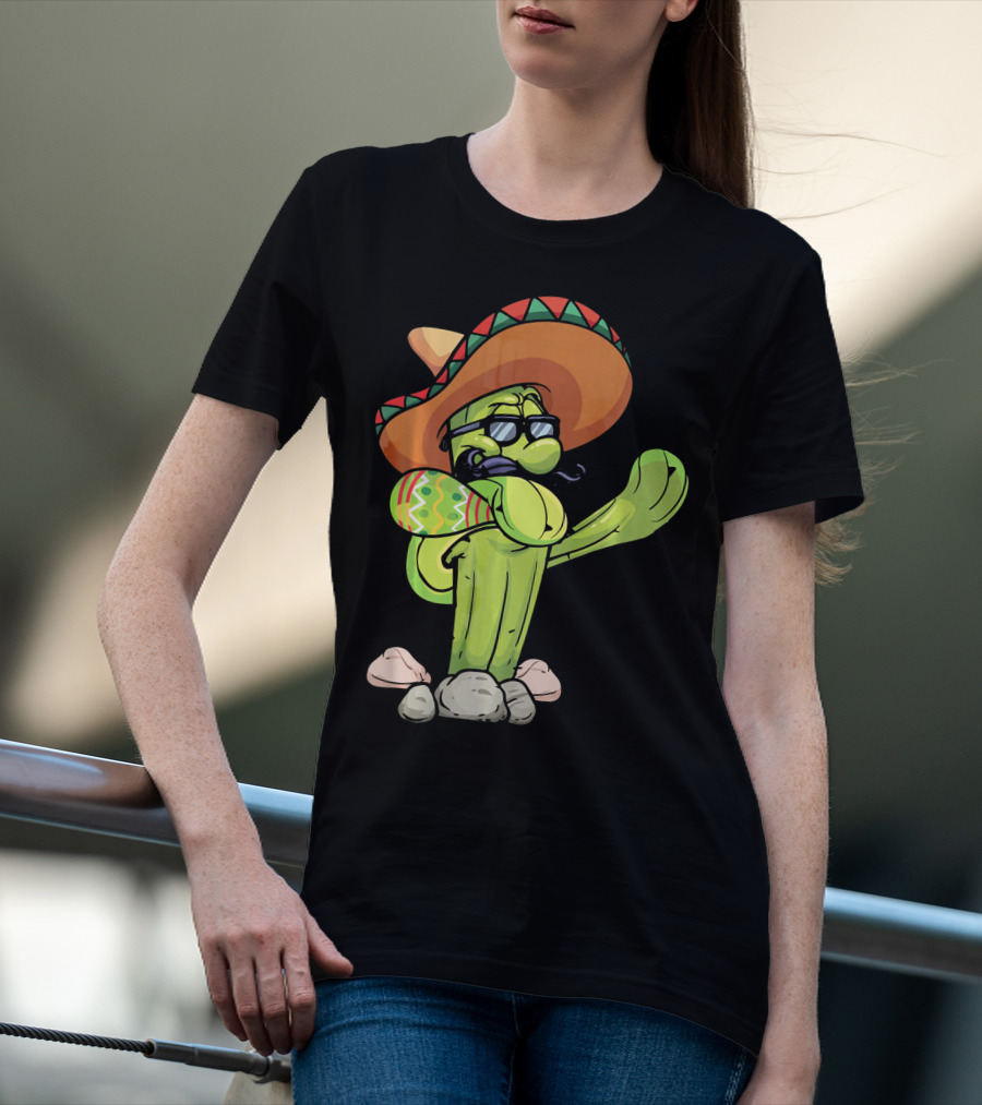Sombrero Cactus Dabbing Dance Cinco De Mayo T-Shirt