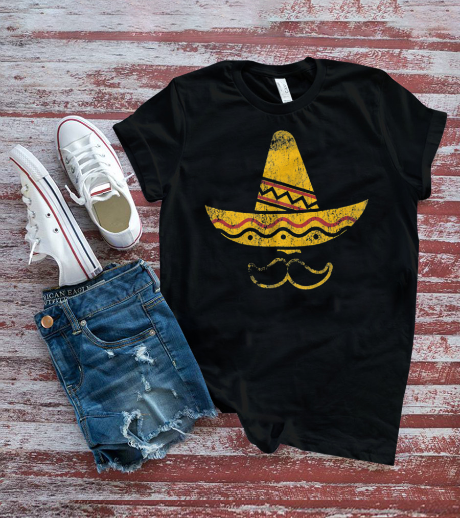 Cinco De Mayo Mustache Sombrero Mexican Hat T-Shirt