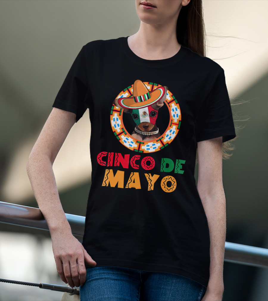 Cinco De Mayo Dog Chihuahua Mexican Sombrero T-Shirt