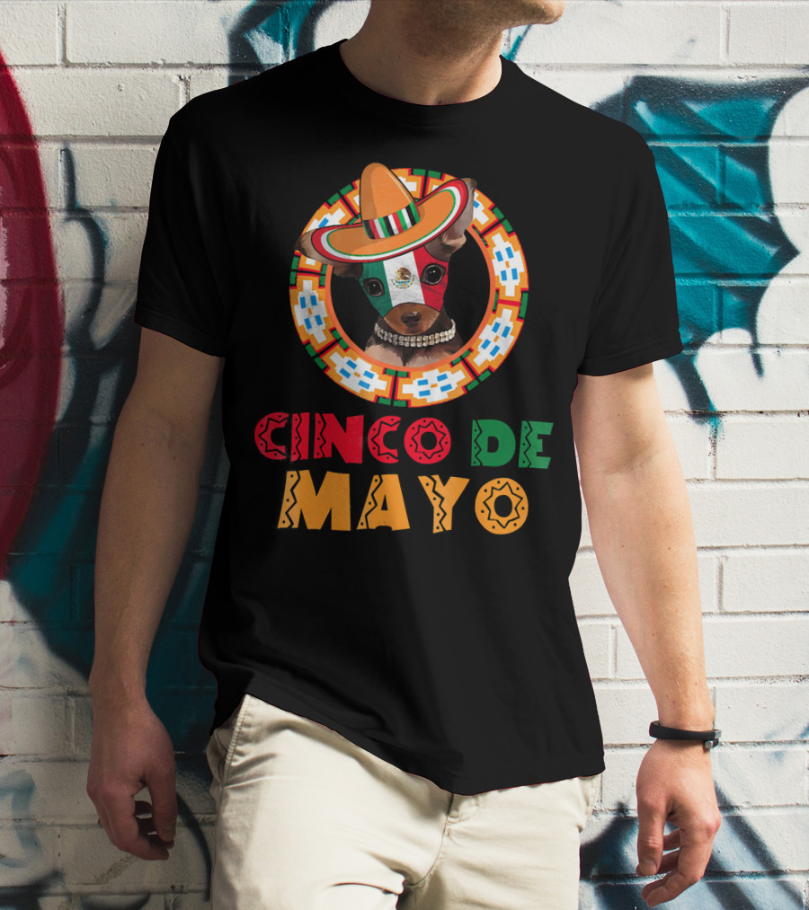 Cinco De Mayo Dog Chihuahua Mexican Sombrero T-Shirt