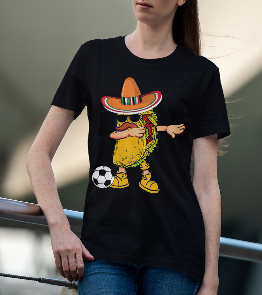 Dabbing Soccer Taco With Sombrero Cinco De Mayo Dab T-Shirt