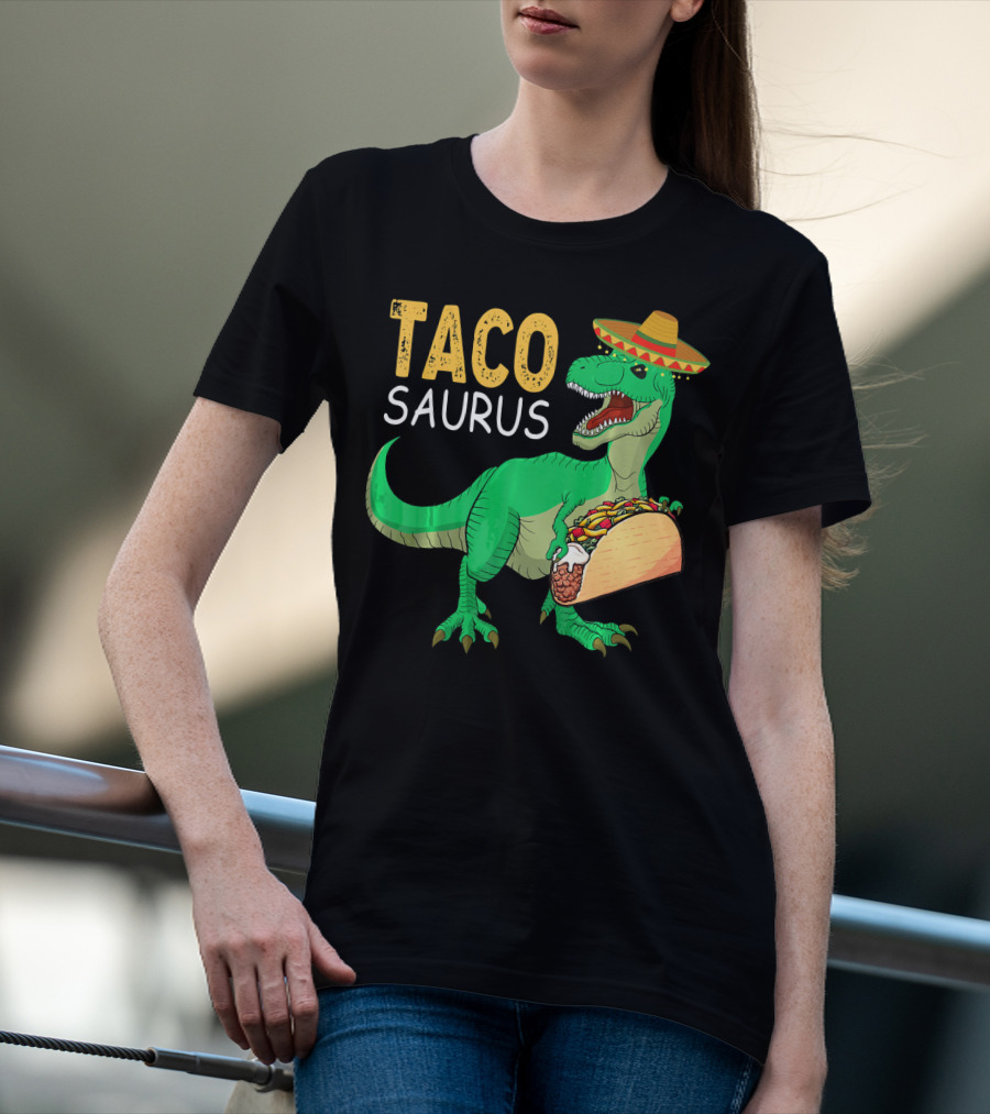 Taco Tacosaurus Dinosaur Sombrero Mexican Cinco De Mayo T-Shirt