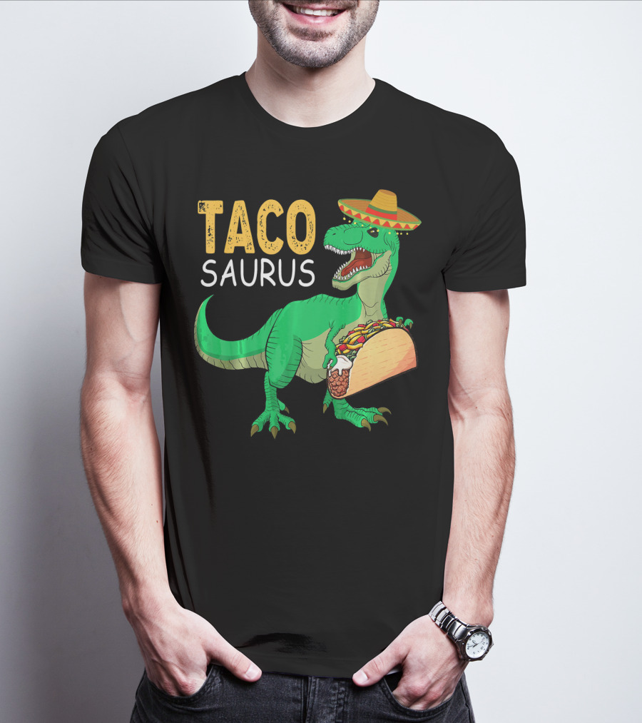 Taco Tacosaurus Dinosaur Sombrero Mexican Cinco De Mayo T-Shirt