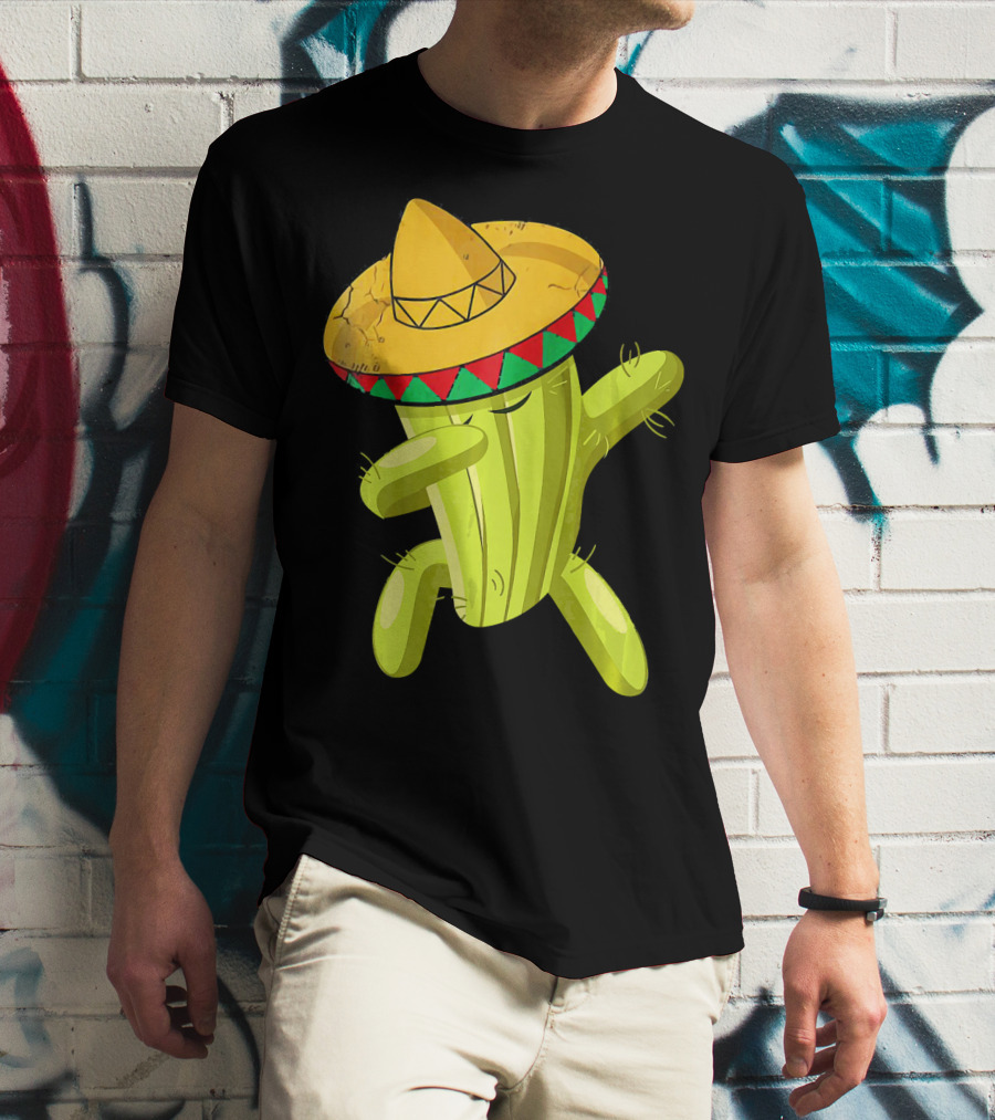 Dancing Cactus With Sombrero Funny Cinco De Mayo For Son T-Shirt