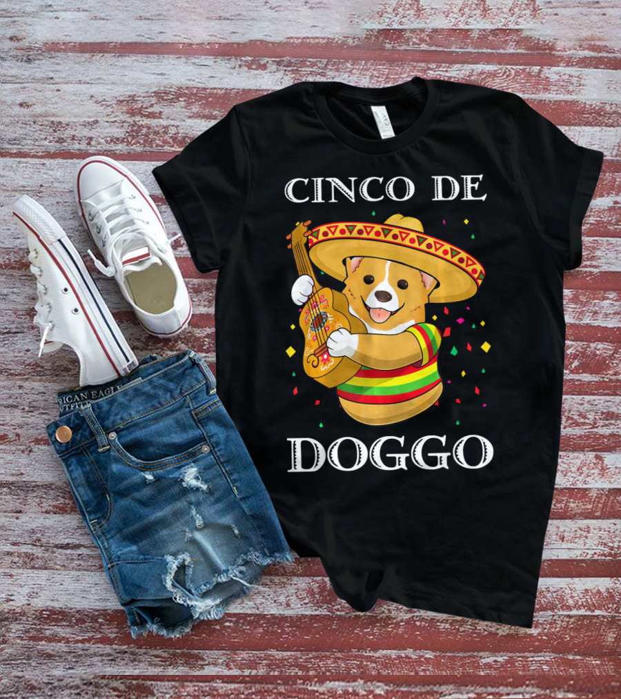 Cinco De Doggo Funny Corgi Guitar Fiesta T-Shirt