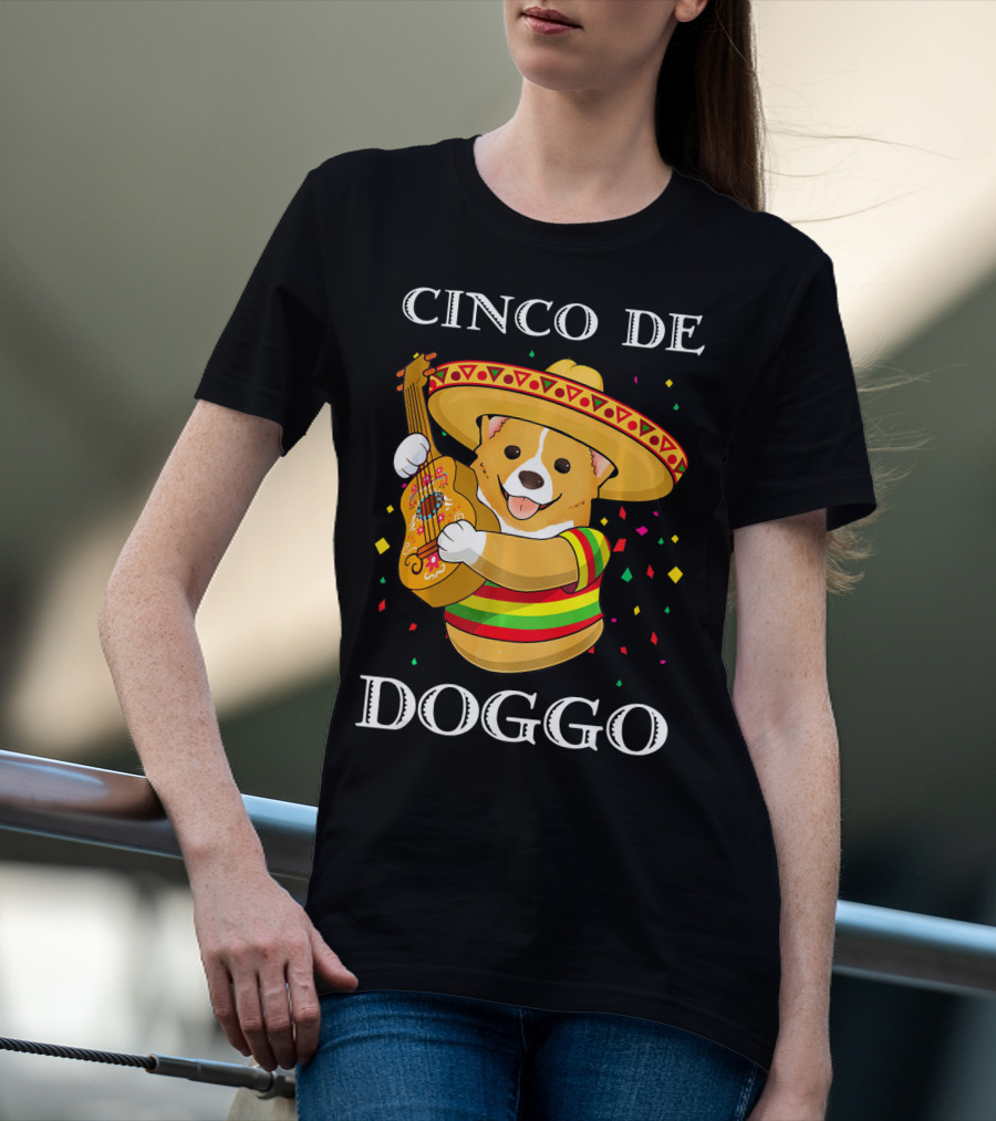 Cinco De Doggo Funny Corgi Guitar Fiesta T-Shirt