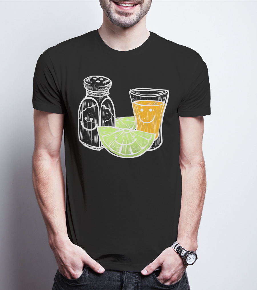 Cinco De Mayo Tequila Lime Salt Smiley Faces T-Shirt