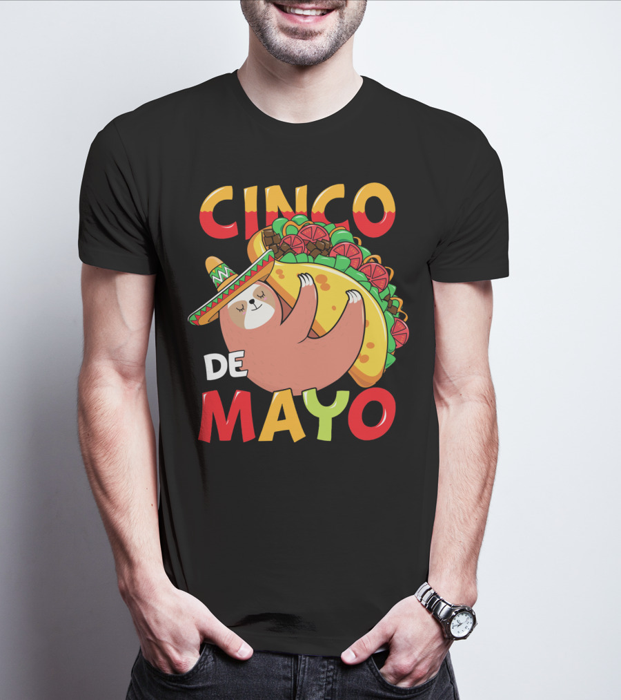 Cinco De Mayo Sloth With Sombrero And Taco T-Shirt
