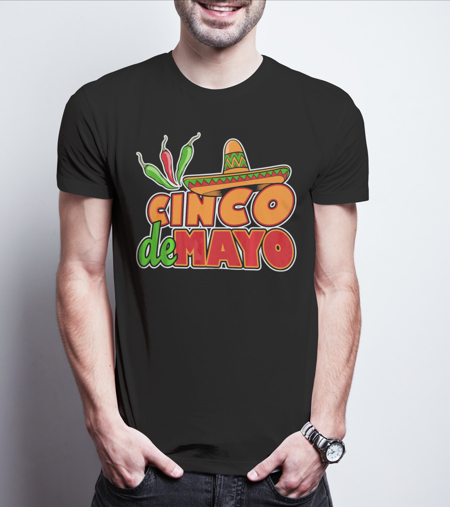 Cinco De Mayo Sombrero And Chilis T-Shirt