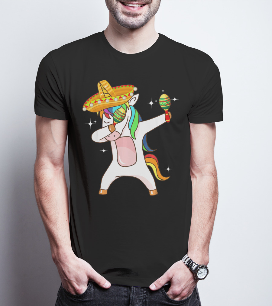 Dabbing Unicorn Sombrero Maracas Cinco De Mayo T-Shirt
