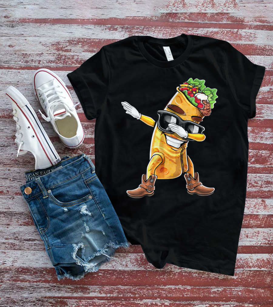 Dabbing Burrito With Cowboy Boots Cinco De Mayo Party T-Shirt