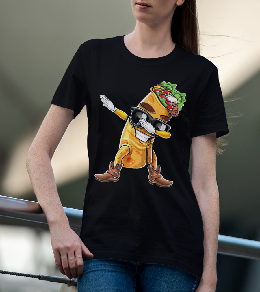 Dabbing Burrito With Cowboy Boots Cinco De Mayo Party T-Shirt