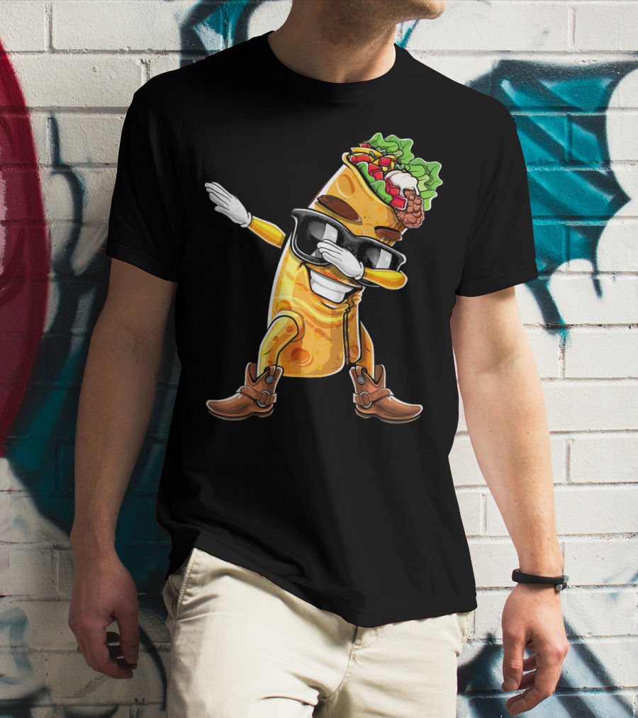 Dabbing Burrito With Cowboy Boots Cinco De Mayo Party T-Shirt