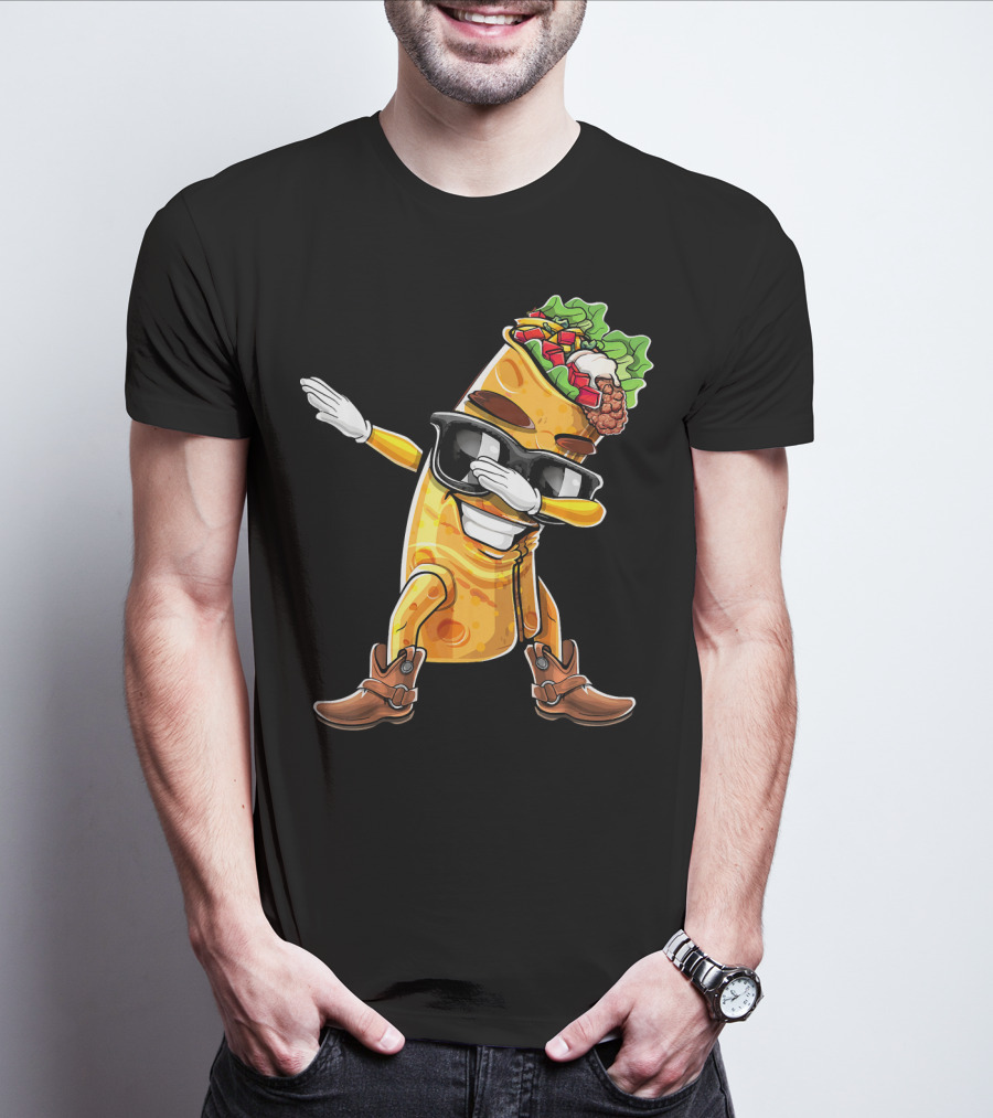 Dabbing Burrito With Cowboy Boots Cinco De Mayo Party T-Shirt