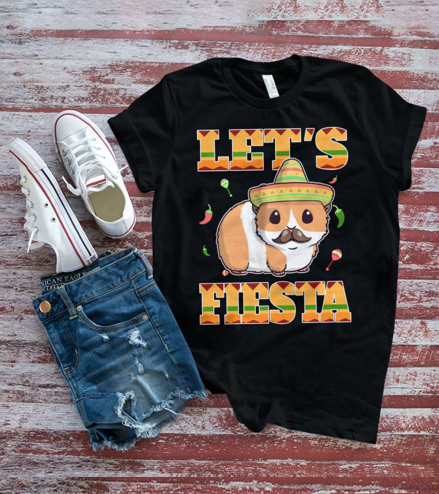 Let's Fiesta Guinea Pig Sombrero Maracas Cinco De Mayo Mex T-Shirt
