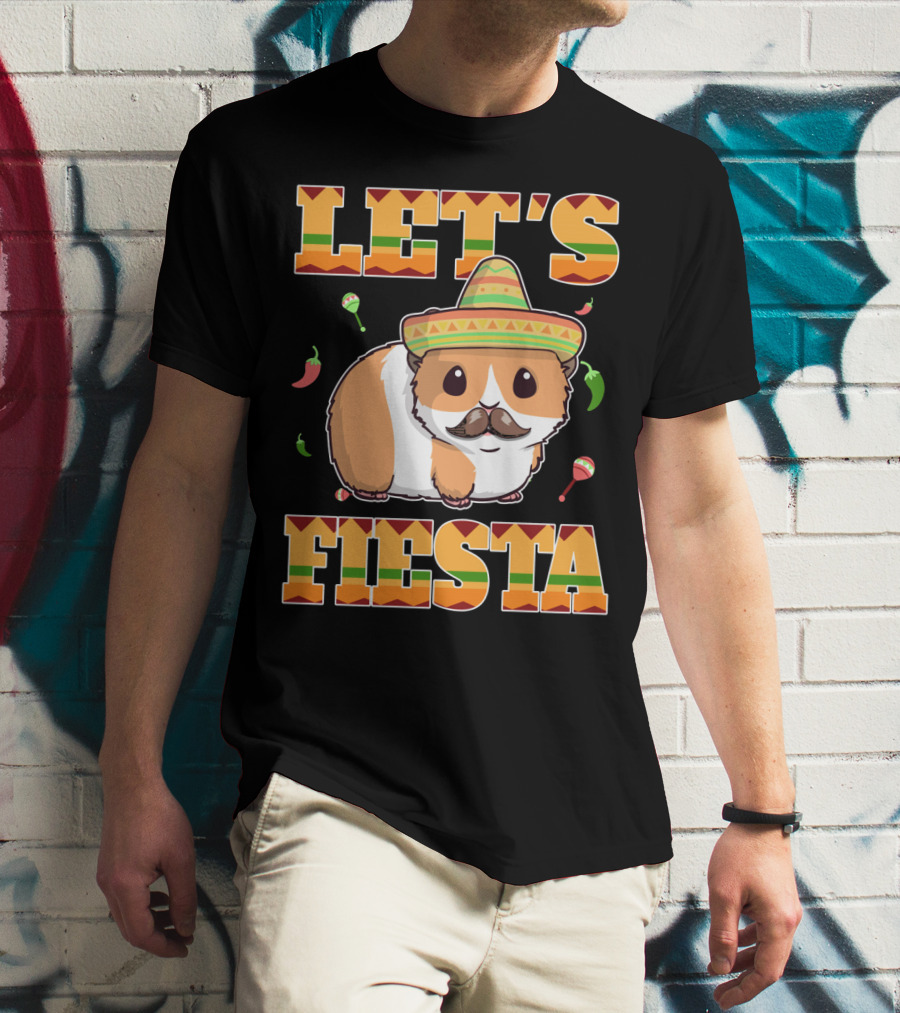 Let's Fiesta Guinea Pig Sombrero Maracas Cinco De Mayo Mex T-Shirt