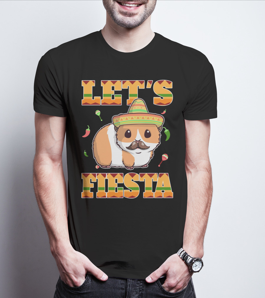 Let's Fiesta Guinea Pig Sombrero Maracas Cinco De Mayo Mex T-Shirt