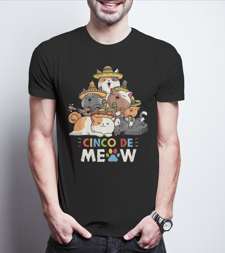 Cinco De Meow Cat Mariachi Lovers Fiesta T-Shirt