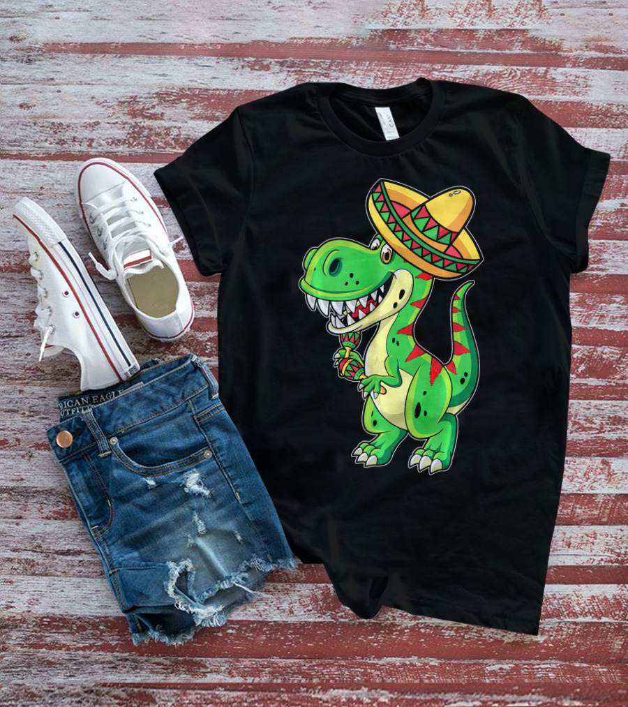 Cinco De Mayo Sombrero Tyrannosaurus Rex Dinosaur Fiesta T-Shirt
