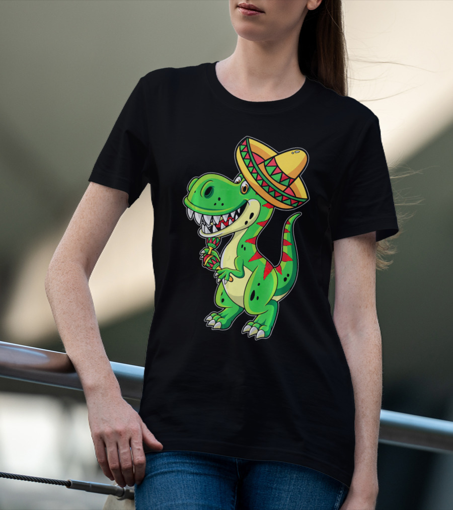 Cinco De Mayo Sombrero Tyrannosaurus Rex Dinosaur Fiesta T-Shirt