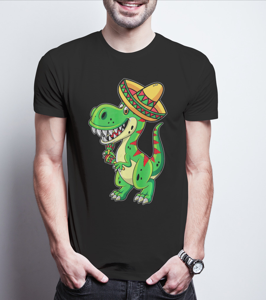 Cinco De Mayo Sombrero Tyrannosaurus Rex Dinosaur Fiesta T-Shirt