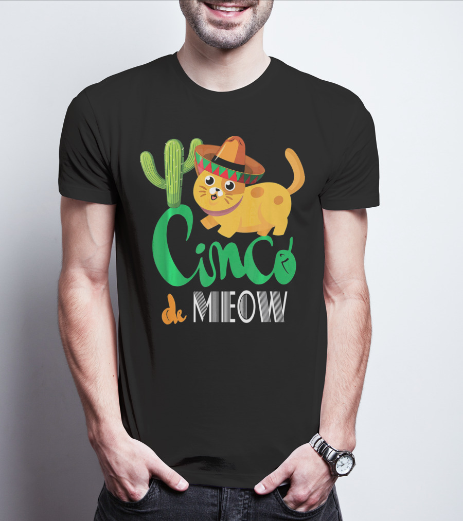 Cinco De Meow Cat Cactus Sombrero Mexico Cinco De Mayo T-Shirt