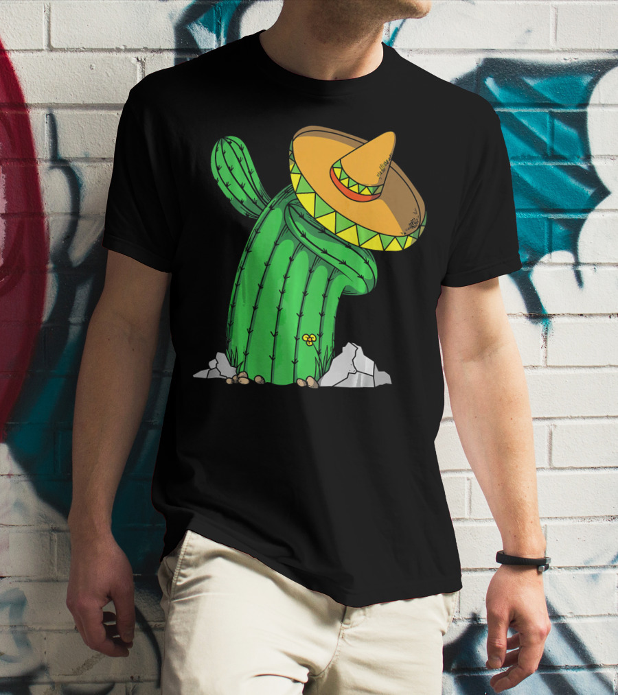 Cinco De Mayo Dabbing Cactus With Sombrero Fun T-Shirt