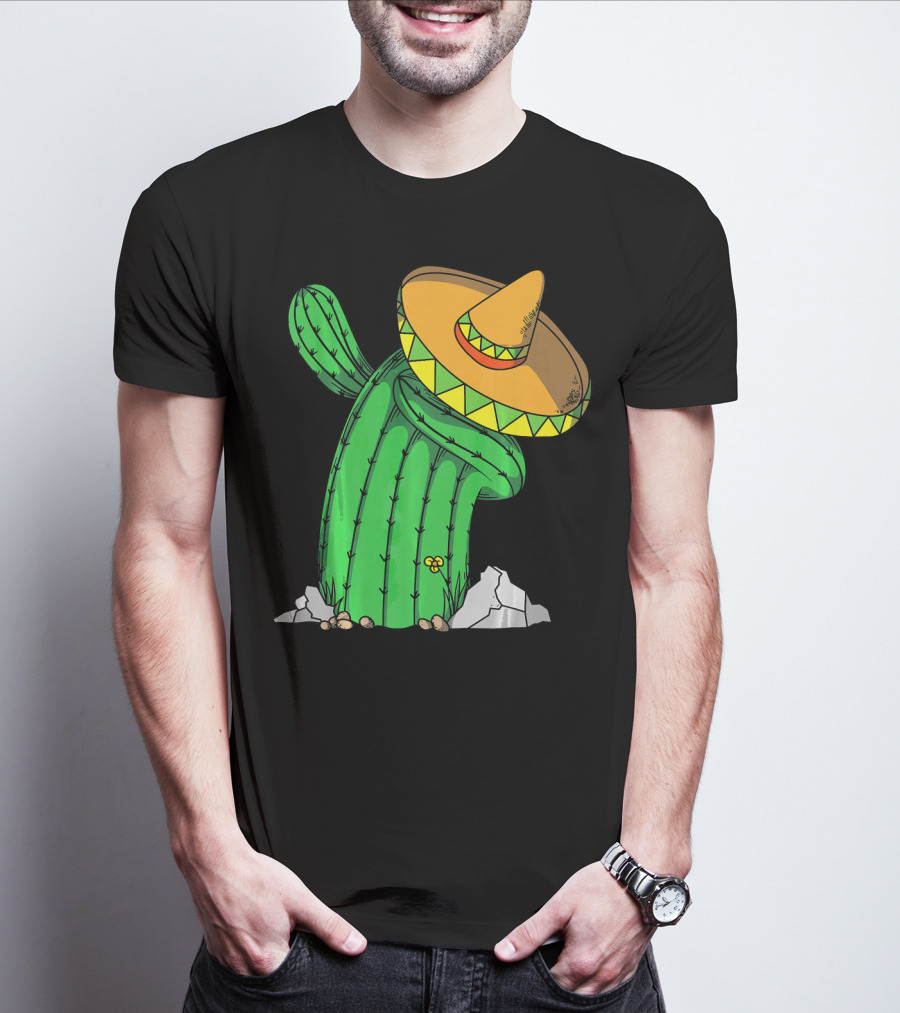 Cinco De Mayo Dabbing Cactus With Sombrero Fun T-Shirt
