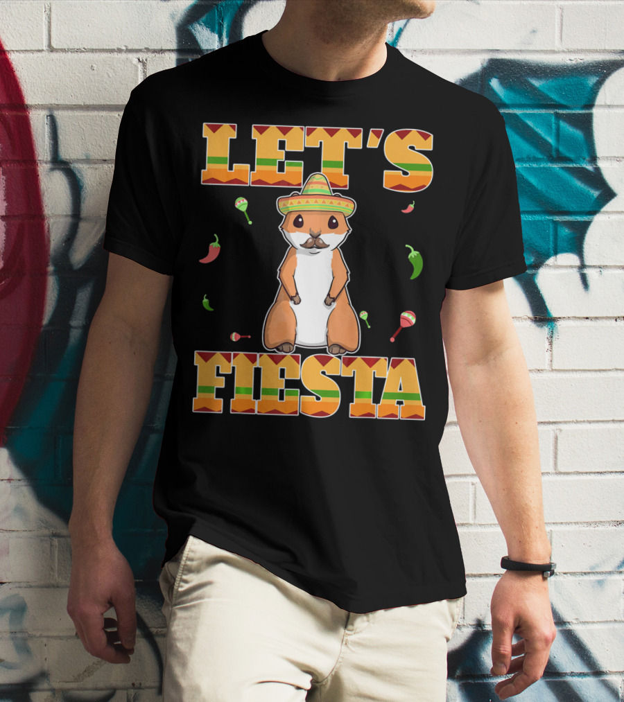 Let's Fiesta Prairie Dog Cinco De Mayo Sombrero Celebration Peppers Maracas T-Shirt