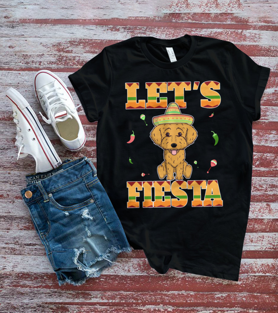 Let's Fiesta Goldendoodle Dog Cinco De Mayo Sombrero Maracas Peppers T-Shirt