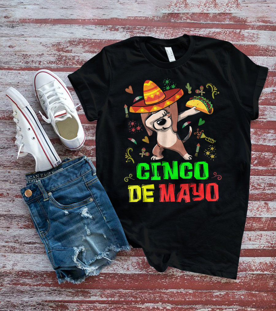 Cinco De Mayo Dabbing Taco Fiesta Dog Sombrero T-Shirt