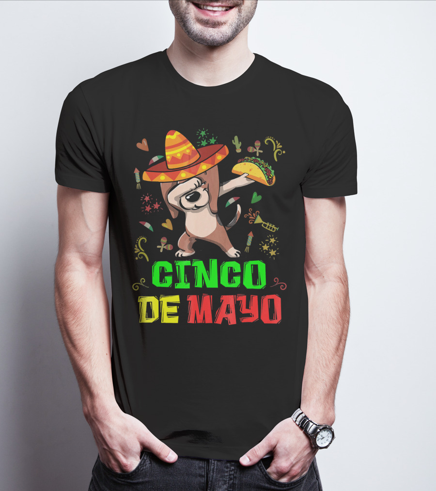 Cinco De Mayo Dabbing Taco Fiesta Dog Sombrero T-Shirt