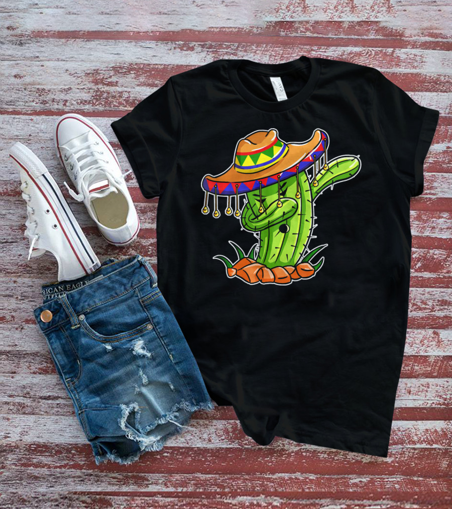 Dabbing Cactus Sombrero Cinco De Mayo T-Shirt