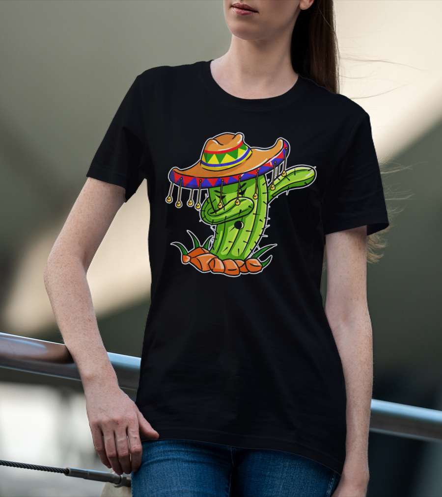 Dabbing Cactus Sombrero Cinco De Mayo T-Shirt