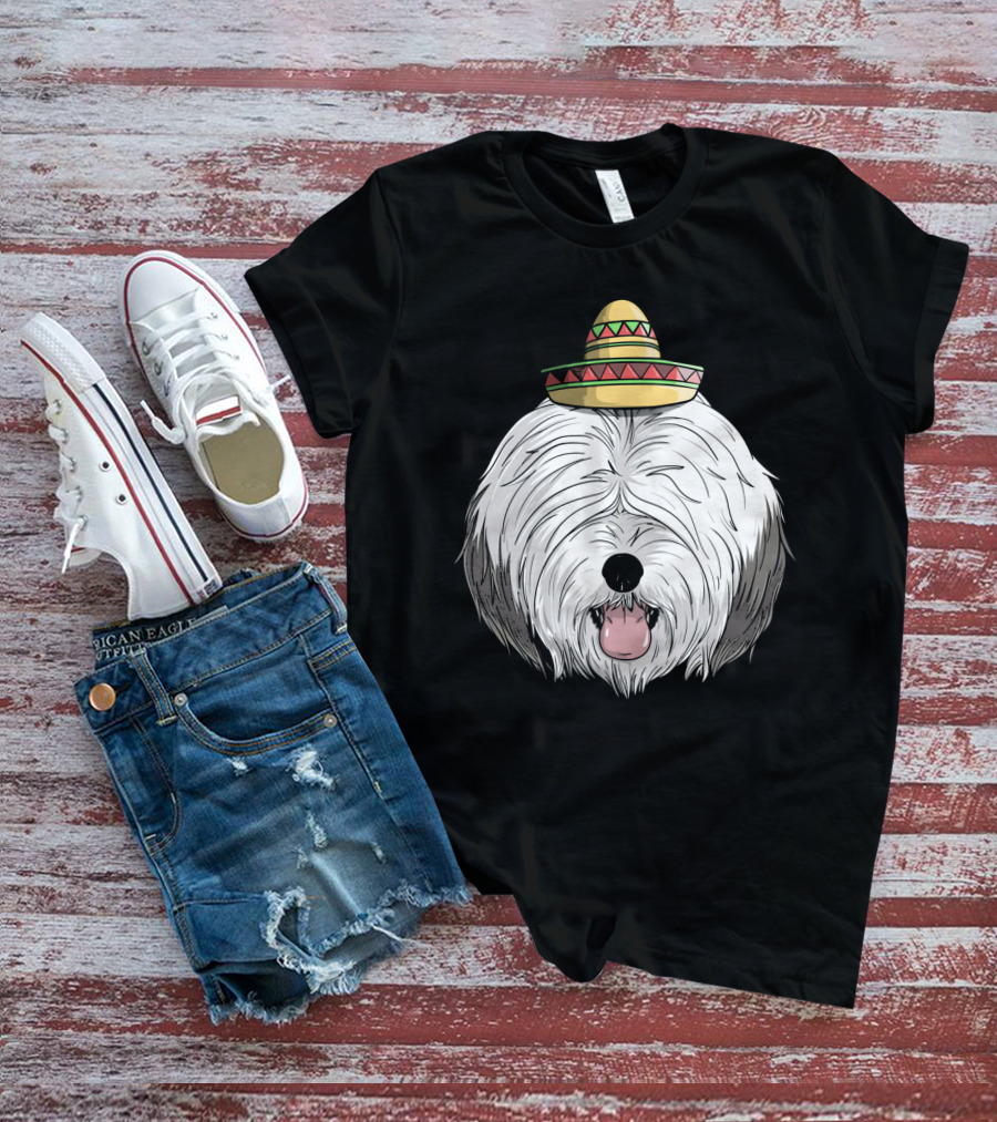 Old English Sheepdog Sombrero Cinco De Mayo Fiesta T-Shirt