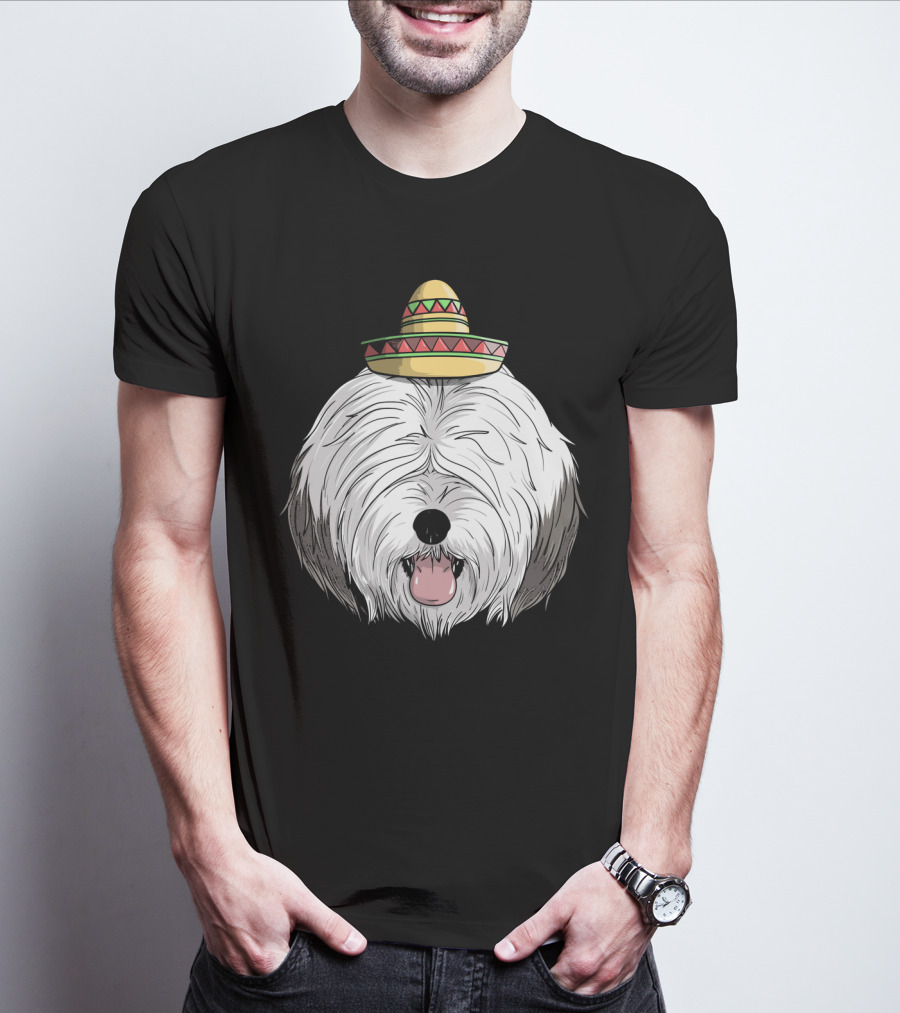 Old English Sheepdog Sombrero Cinco De Mayo Fiesta T-Shirt