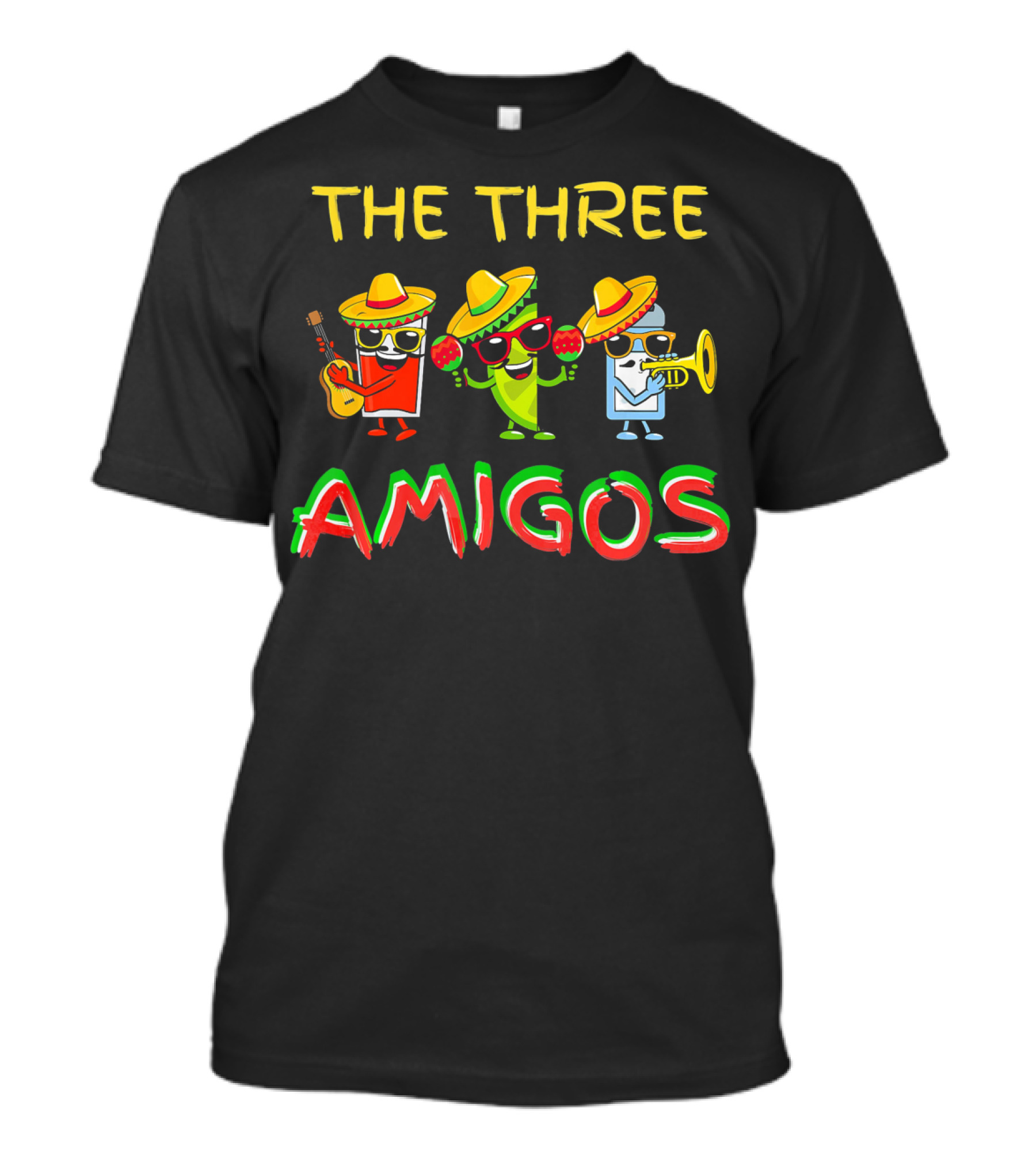 Funny Fiesta Cinco De Mayo The Three Amigos Sombrero Instruments T-Shirt