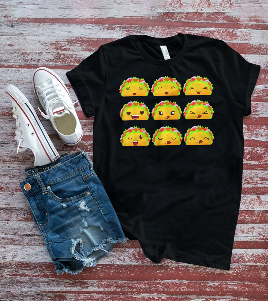 Taco Emoji Faces Taco Lover Collection T-Shirt