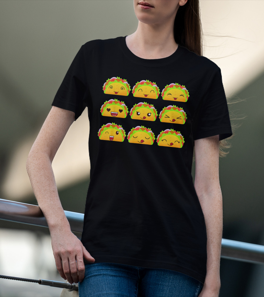 Taco Emoji Faces Taco Lover Collection T-Shirt