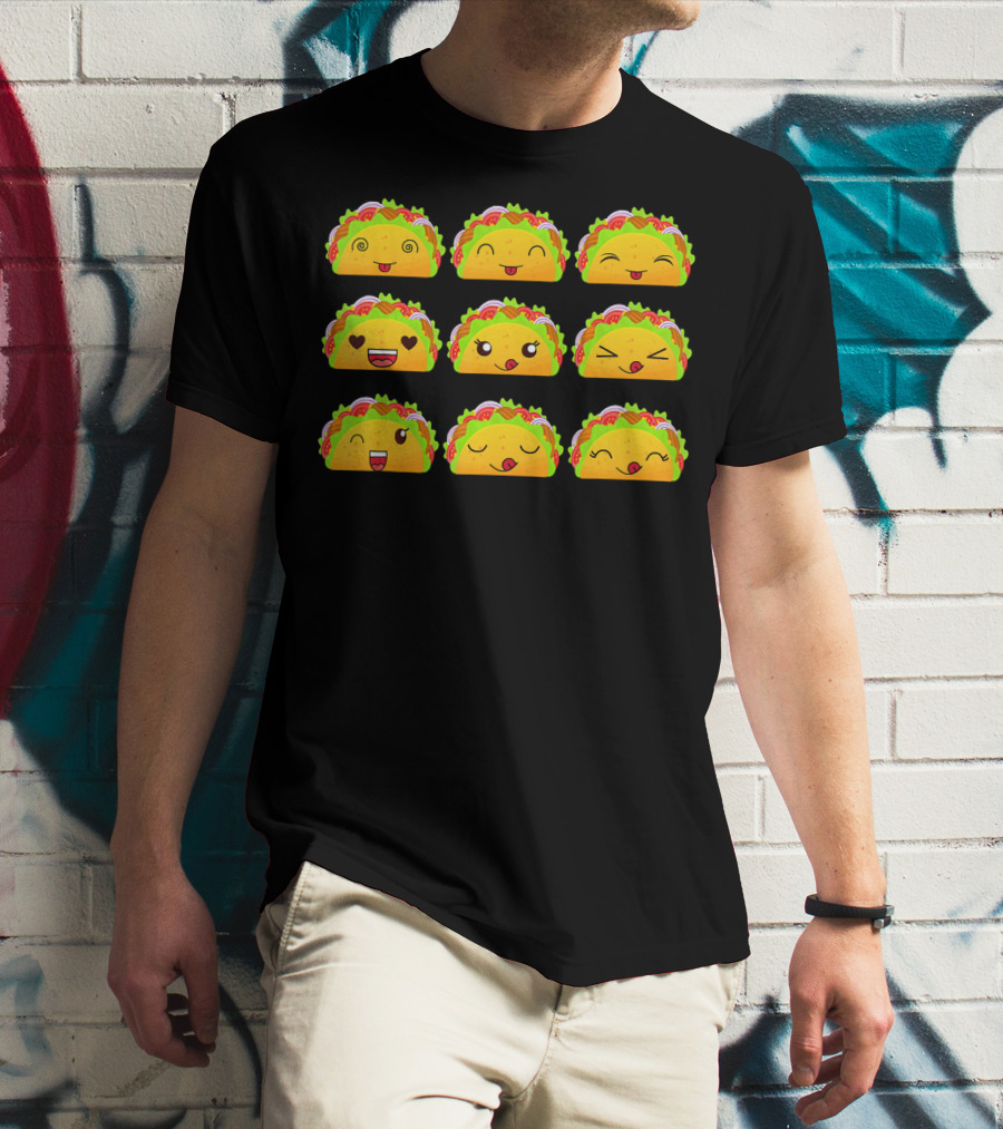 Taco Emoji Faces Taco Lover Collection T-Shirt