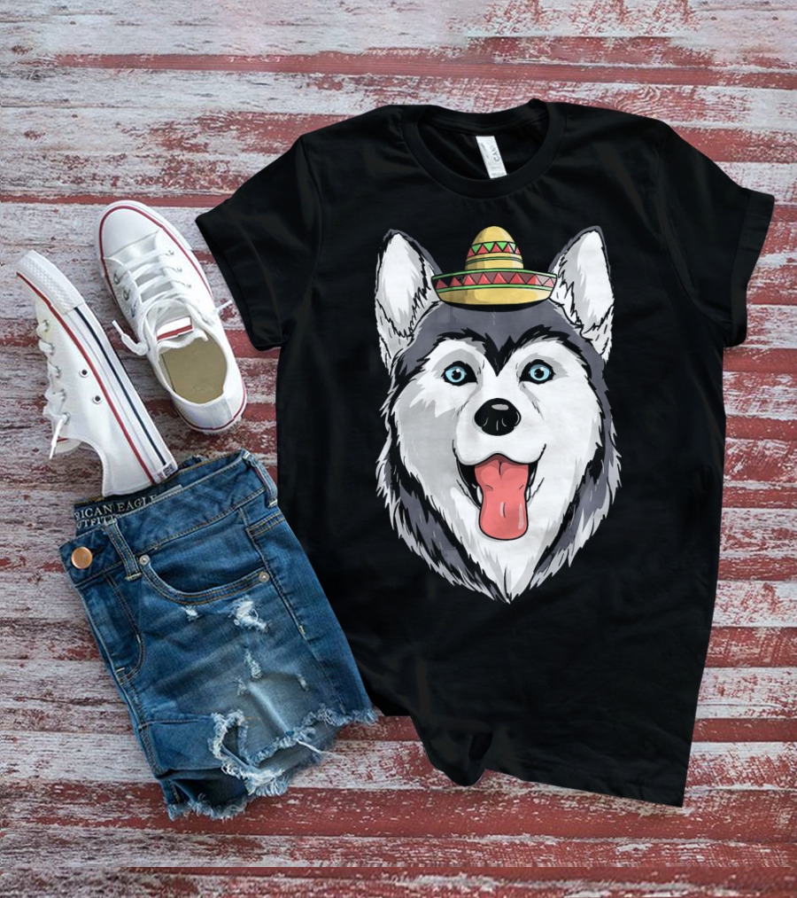 Fiesta Siberian Husky Sombrero Cinco De Mayo Mexi T-Shirt