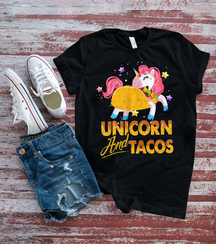 Unicorn And Tacos Colorful Cinco De Mayo Fun T-Shirt