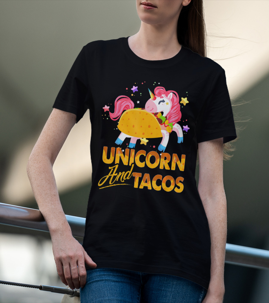 Unicorn And Tacos Colorful Cinco De Mayo Fun T-Shirt