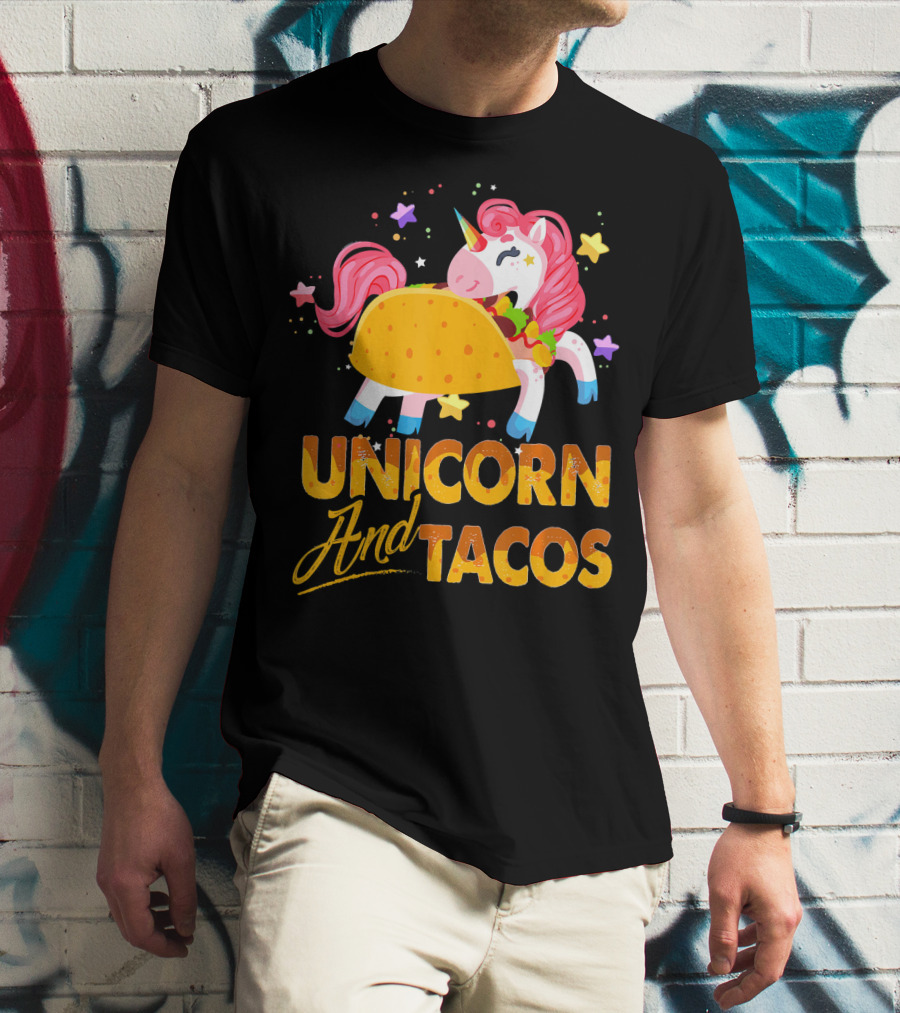 Unicorn And Tacos Colorful Cinco De Mayo Fun T-Shirt