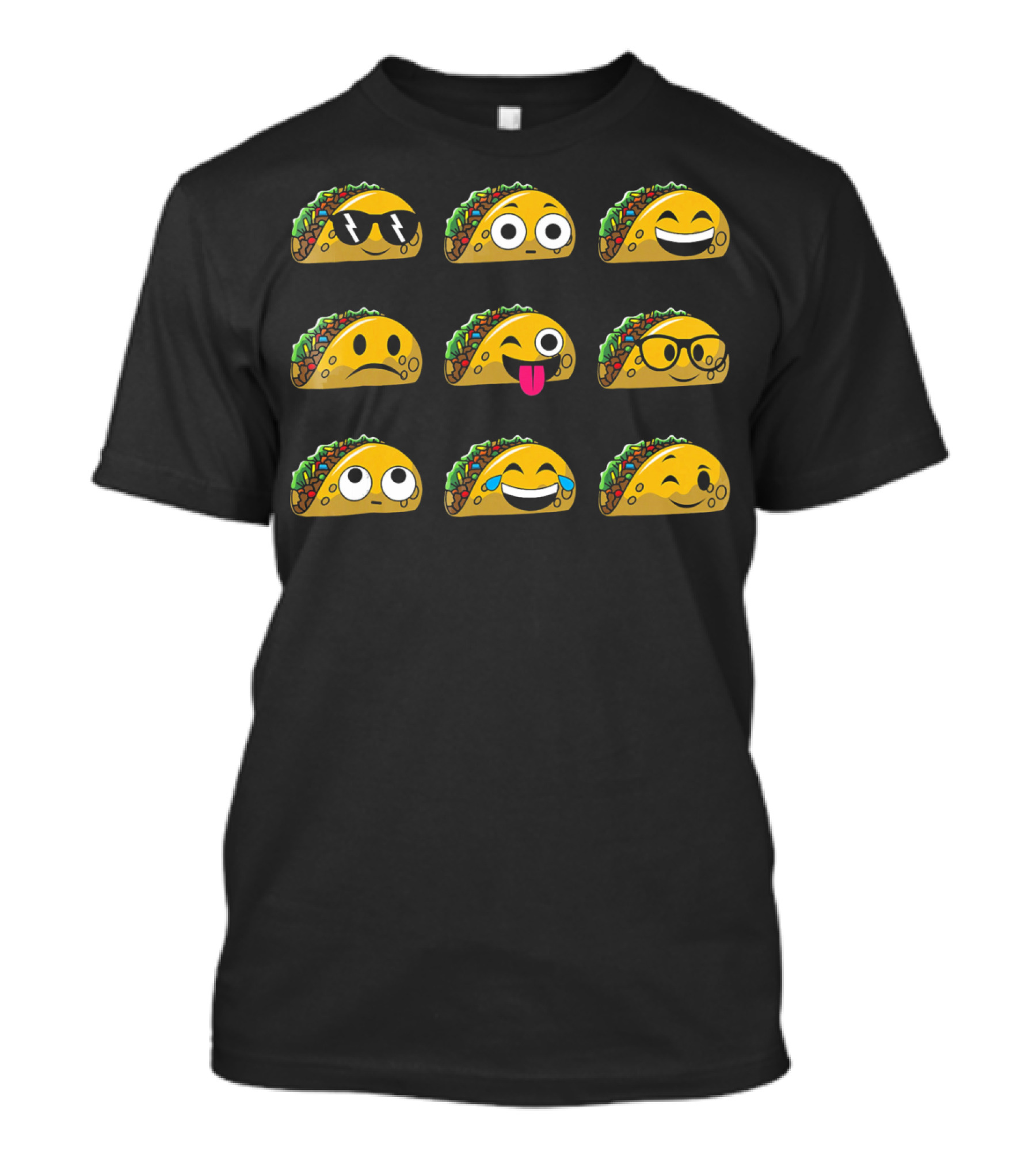 Funny Tacos Emojis Halloween Costume Faces Sunglasses Tongue Tears T-Shirt